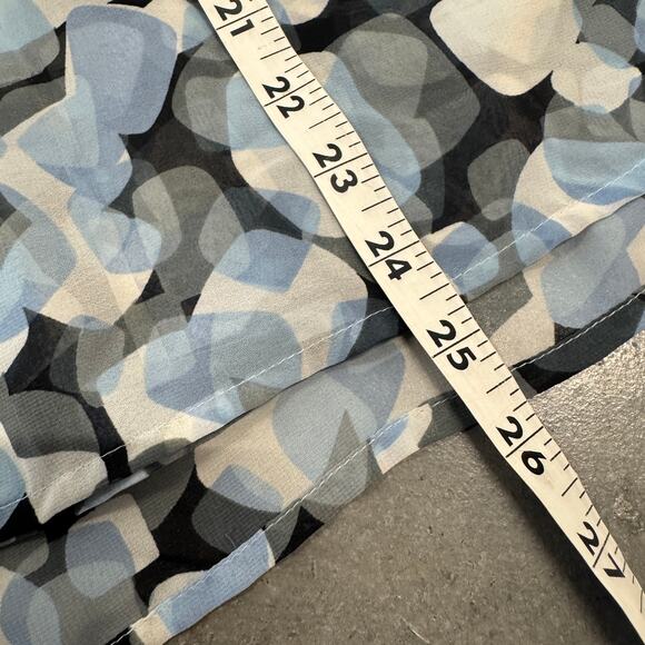 Vintage Y2K NY&Co Microsheer Beige Blue Pilka Dot Whimsical Longsleeve Blouse M - Picture 5 of 5